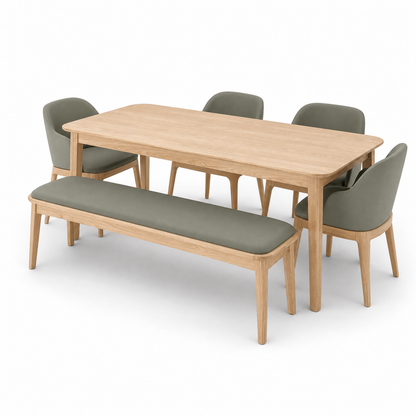 Mabel - Wooden Top Dining Table, table-only or source-conservative construction studio view