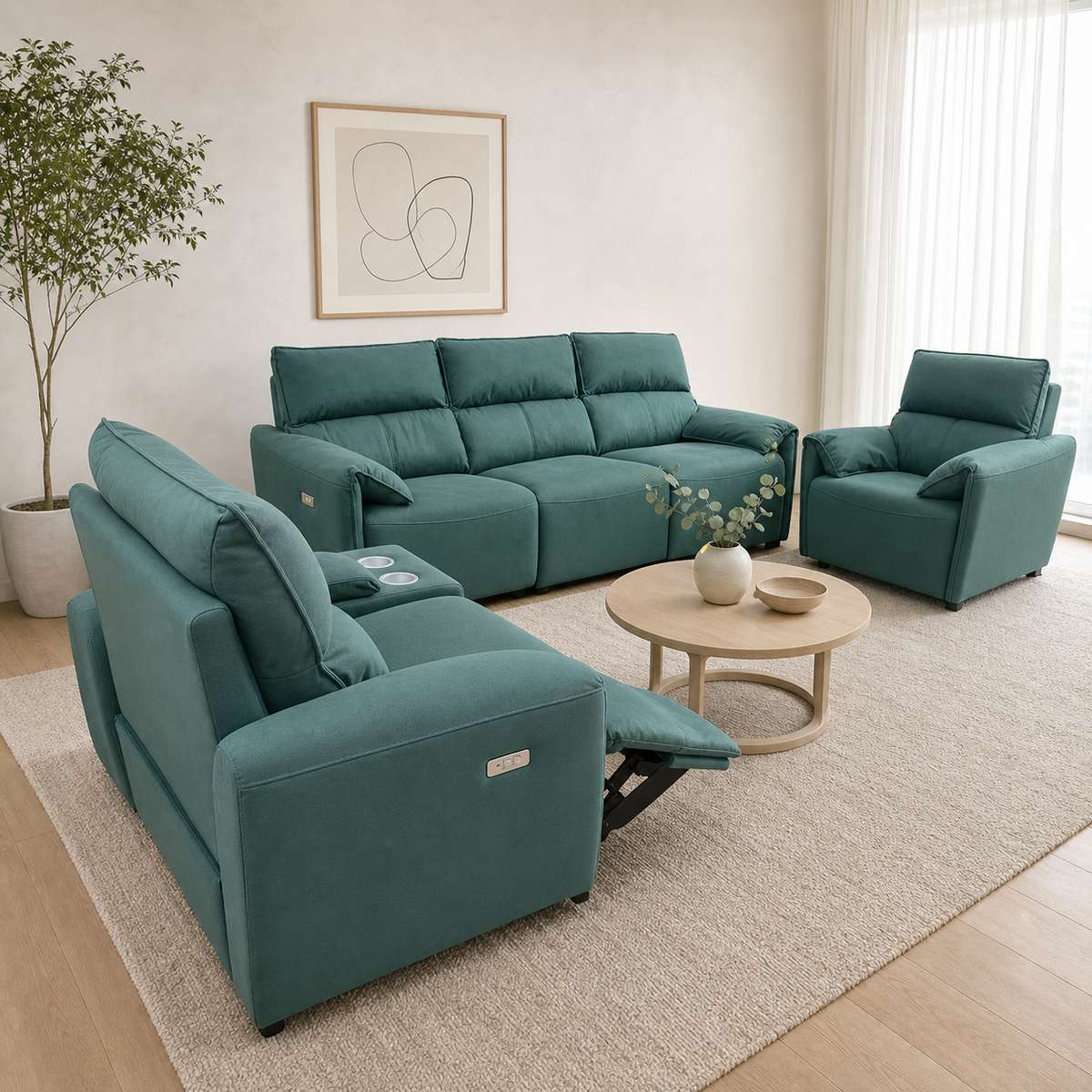Manor Recliner complete configuration in an editorial living room