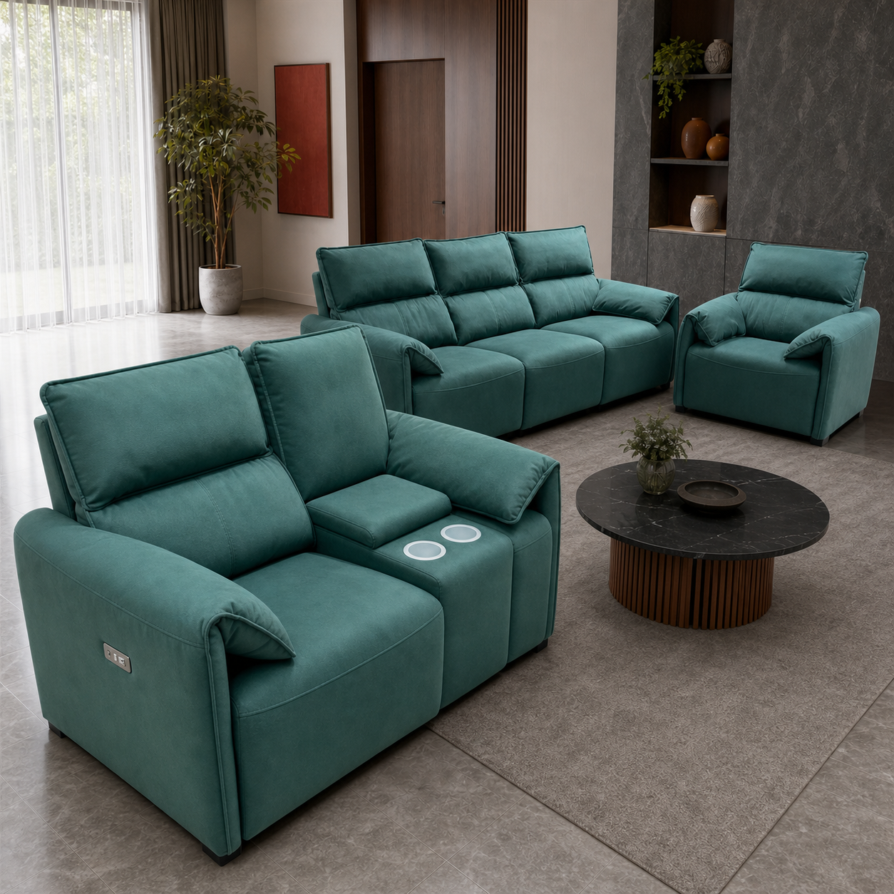 Manor Recliner upholstery and reclining detail