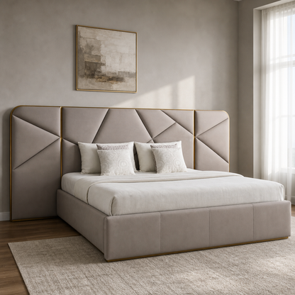 Mars - Bed, complete front three-quarter bed view in a restrained bedroom