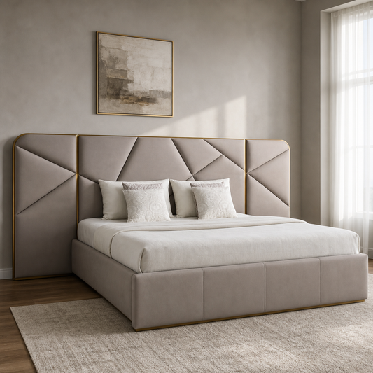 Mars - Bed, complete front three-quarter bed view in a restrained bedroom