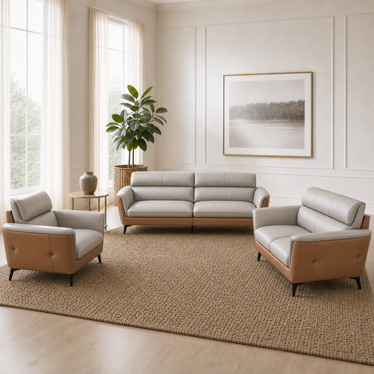 Maven - 3+2+1 Sofa Set, alternate room angle of the complete 3+2+1 sofa set