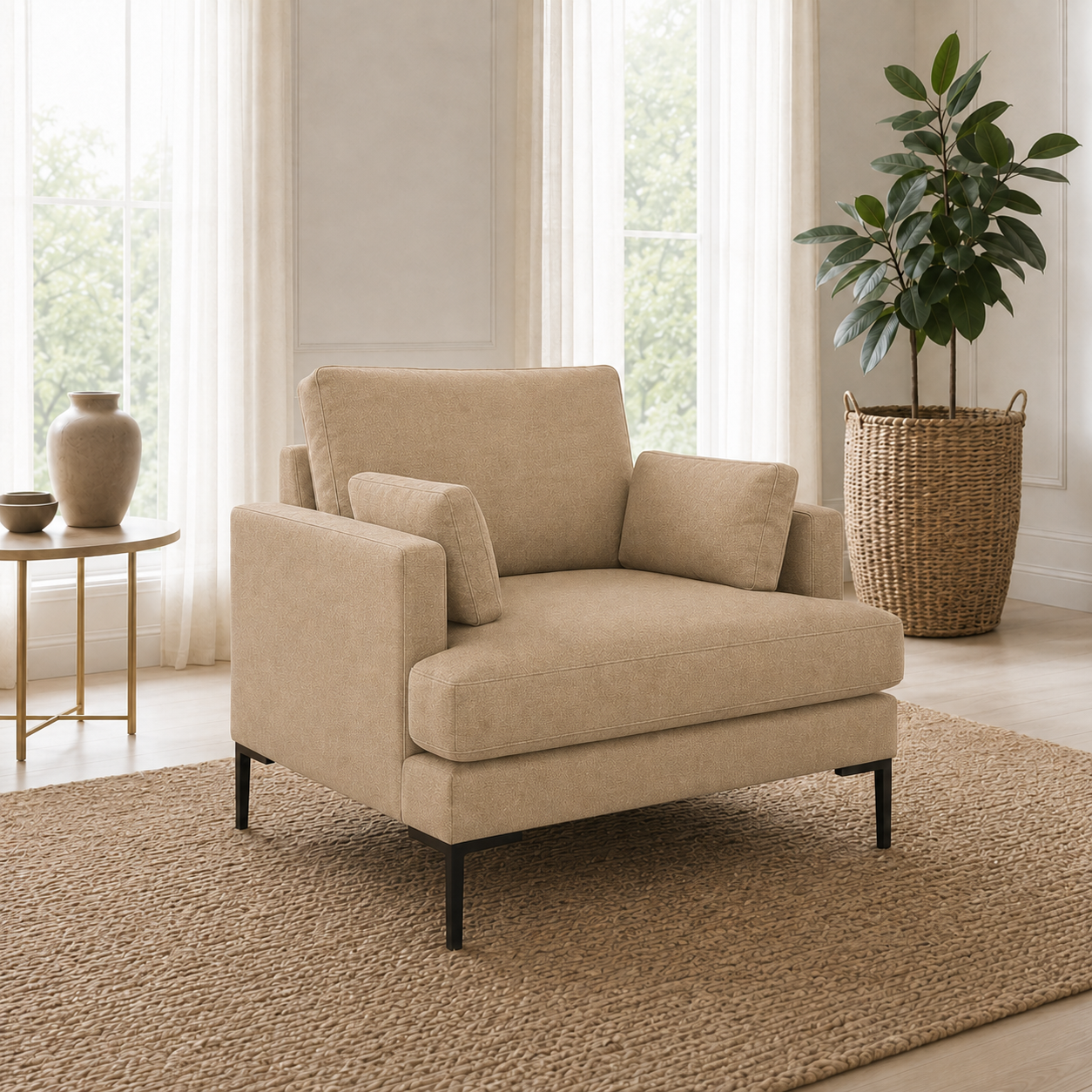 Maven 3+2+1 Sofa Set, 1 seater, beige, room view