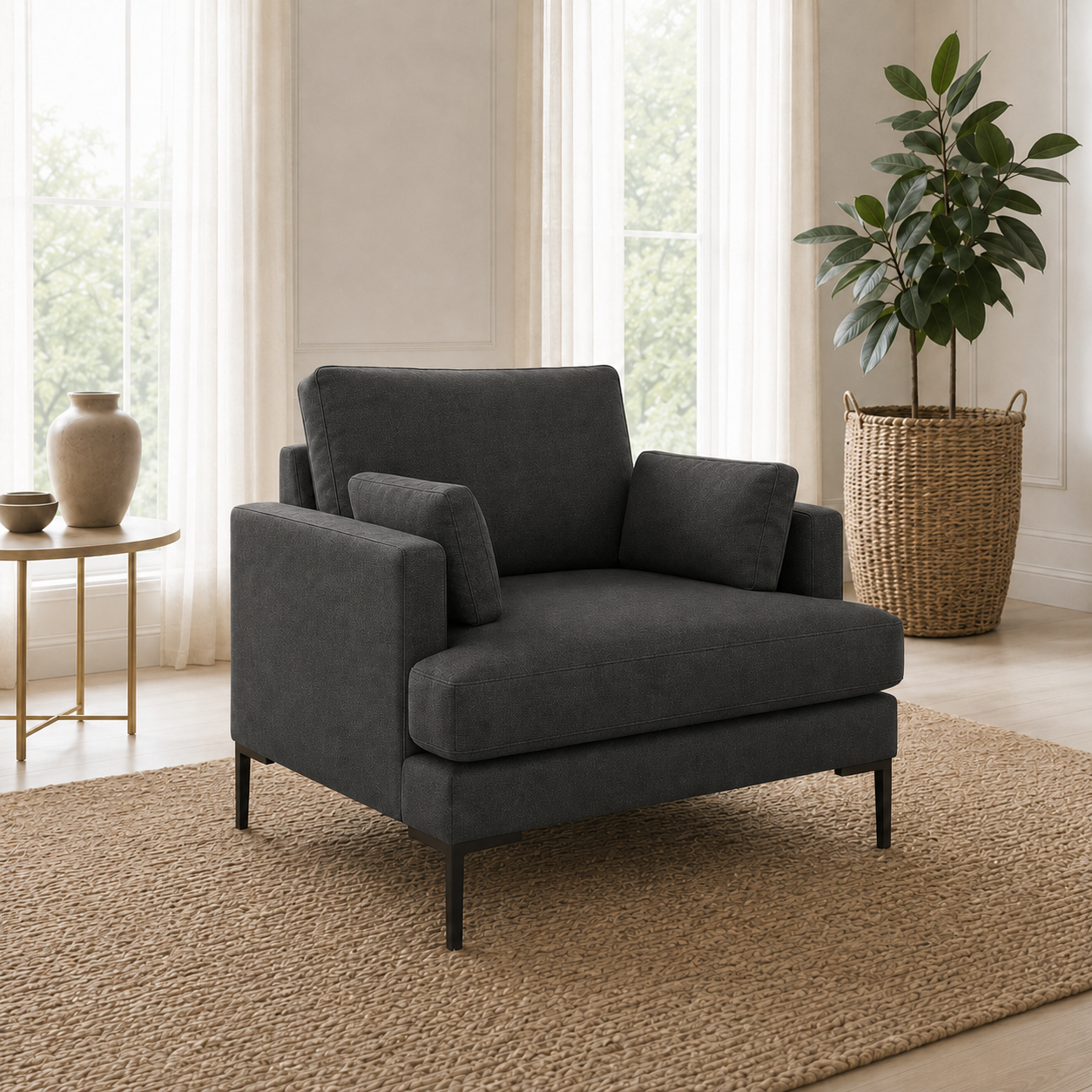 Maven 3+2+1 Sofa Set, 1 seater, grey, room view