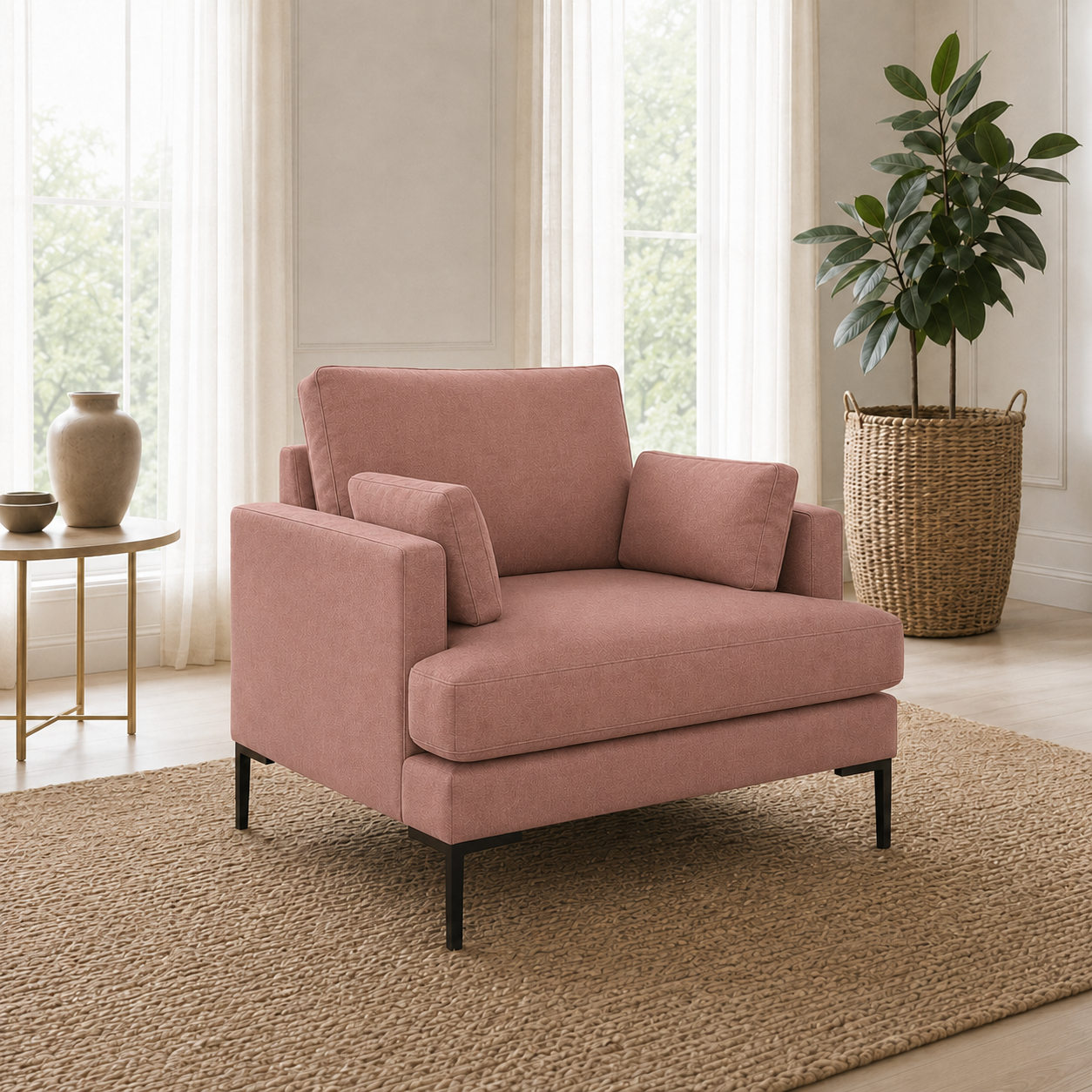 Maven 3+2+1 Sofa Set, 1 seater, pink, room view
