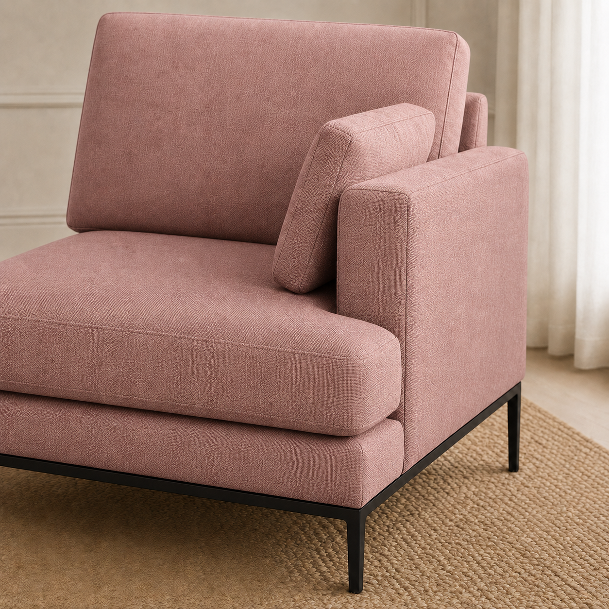 Maven 3+2+1 Sofa Set, 1 seater, pink, detail view