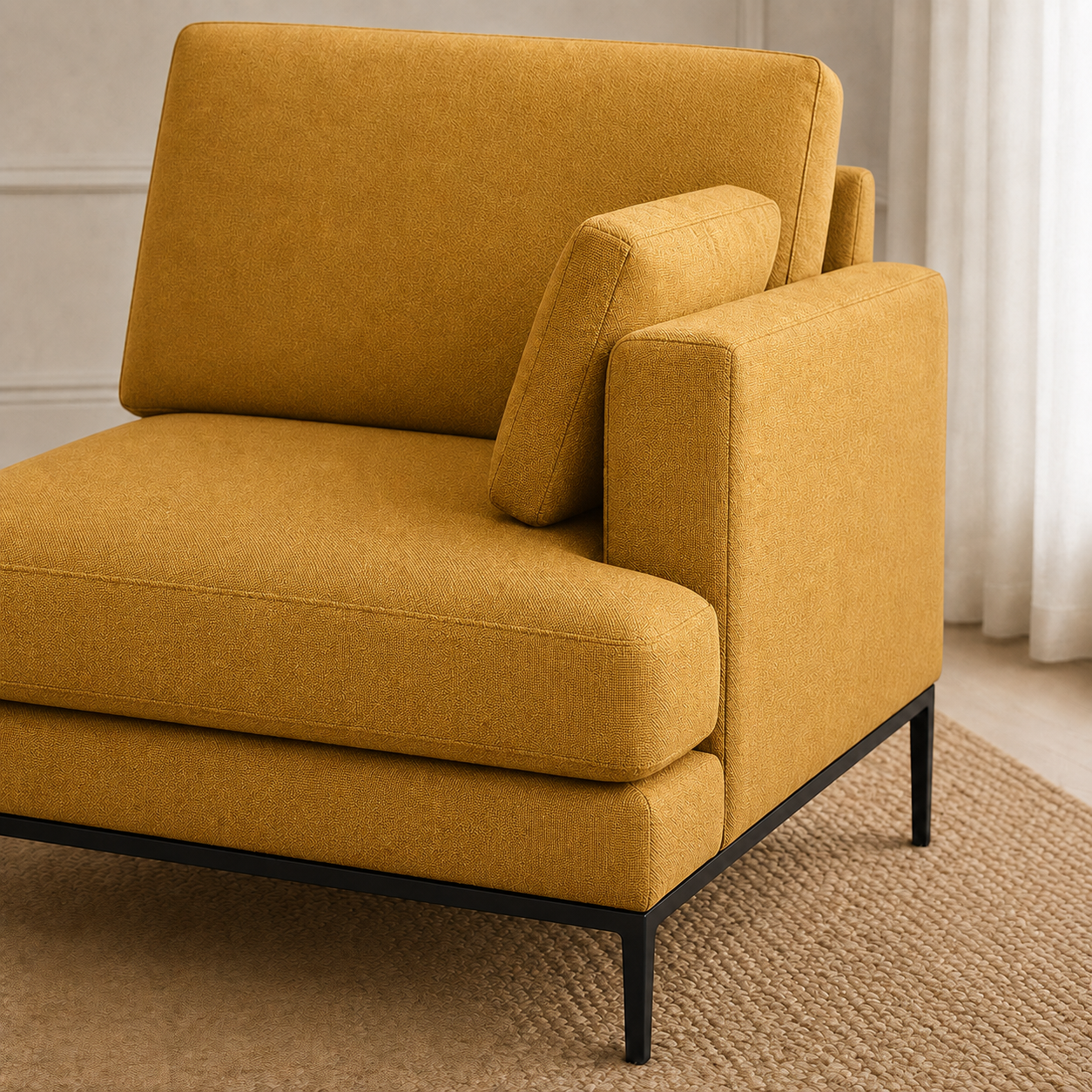 Maven 3+2+1 Sofa Set, 1 seater, yellow, detail view
