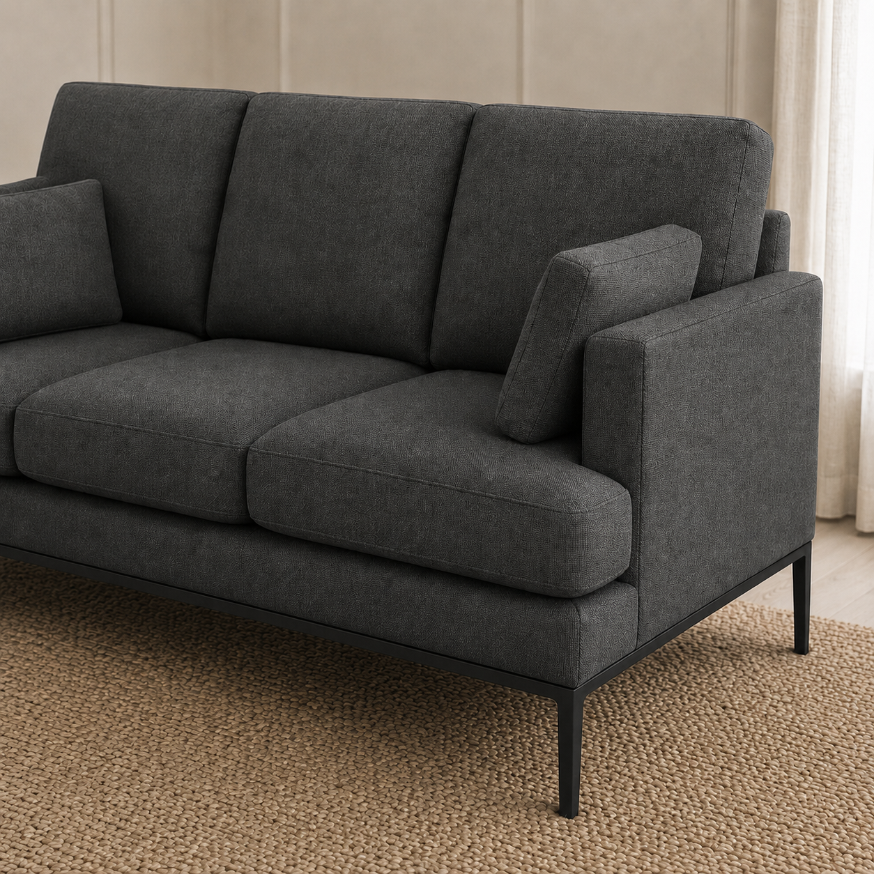 Maven 3+2+1 Sofa Set, 3 seater, grey, detail view