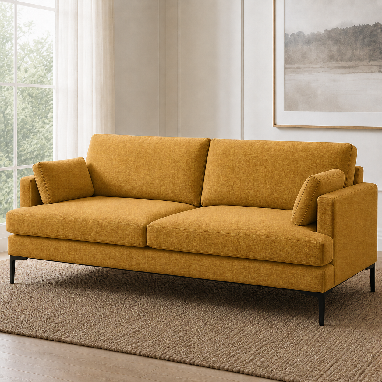 Maven 3+2+1 Sofa Set, 3 seater, yellow, room view