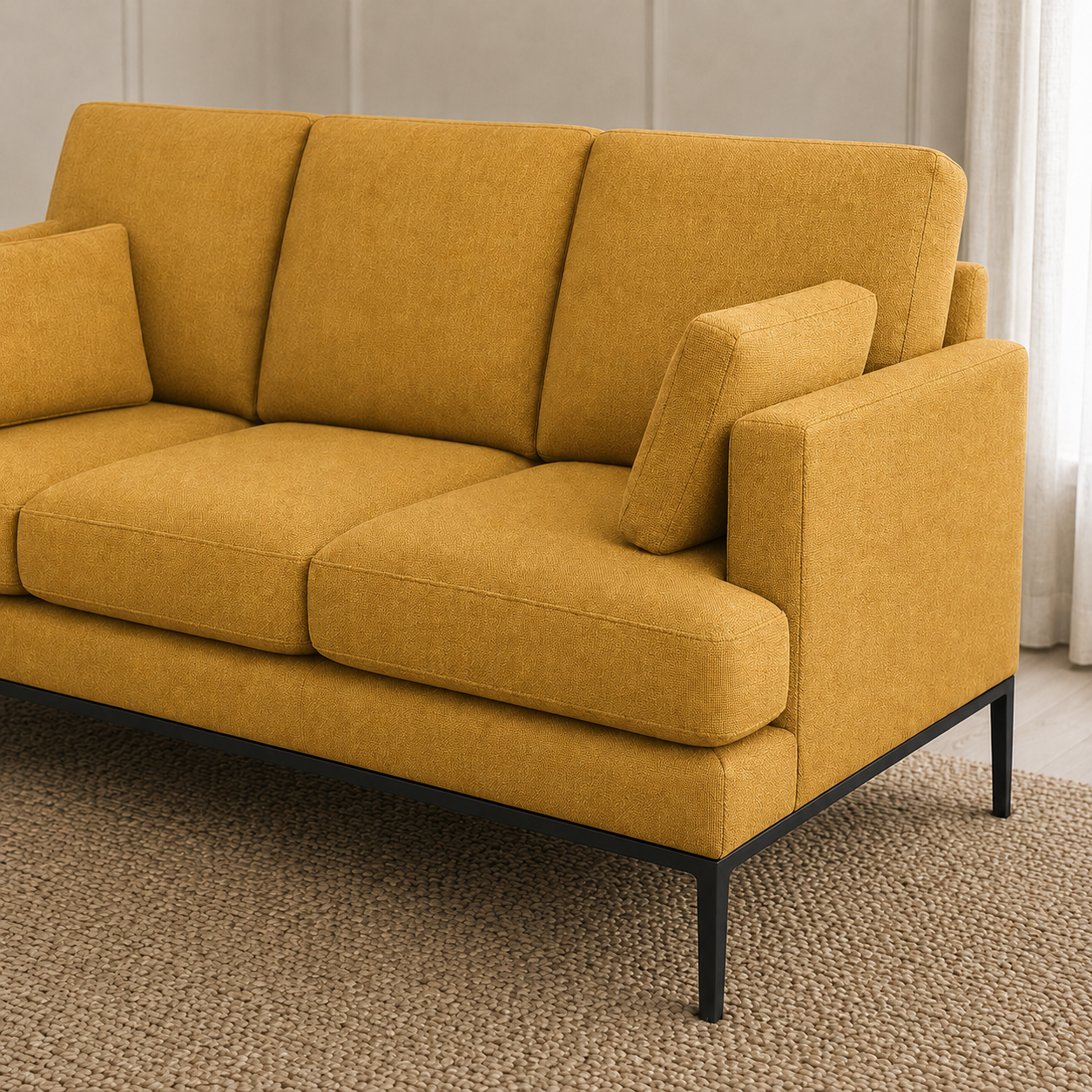 Maven 3+2+1 Sofa Set, 3 seater, yellow, detail view