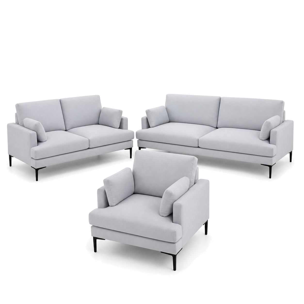 Maven - 3+2+1 Sofa Set, complete 3+2+1 sofa set front studio view