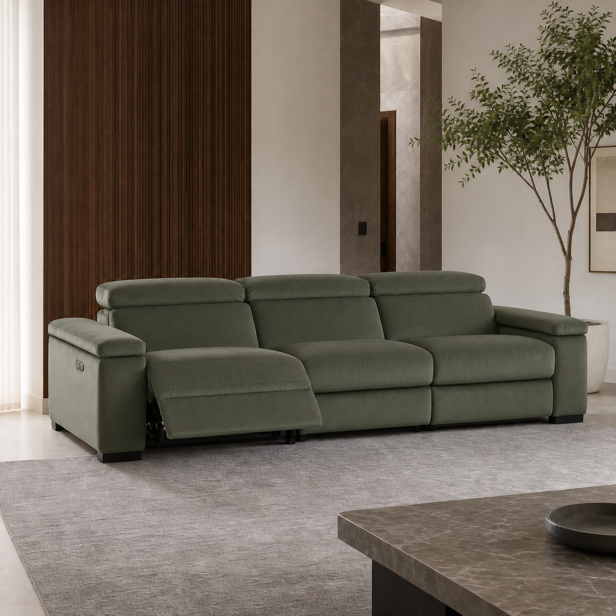 Meadow Recliner 3 seater green 01 main