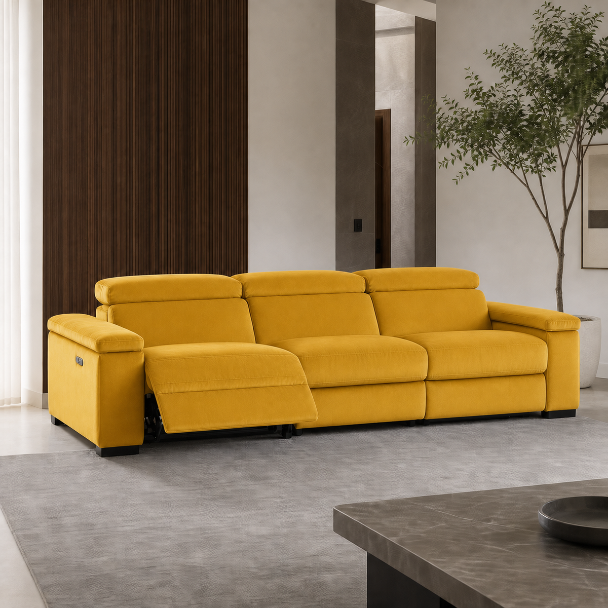 Meadow Recliner 3 seater yellow 01 main
