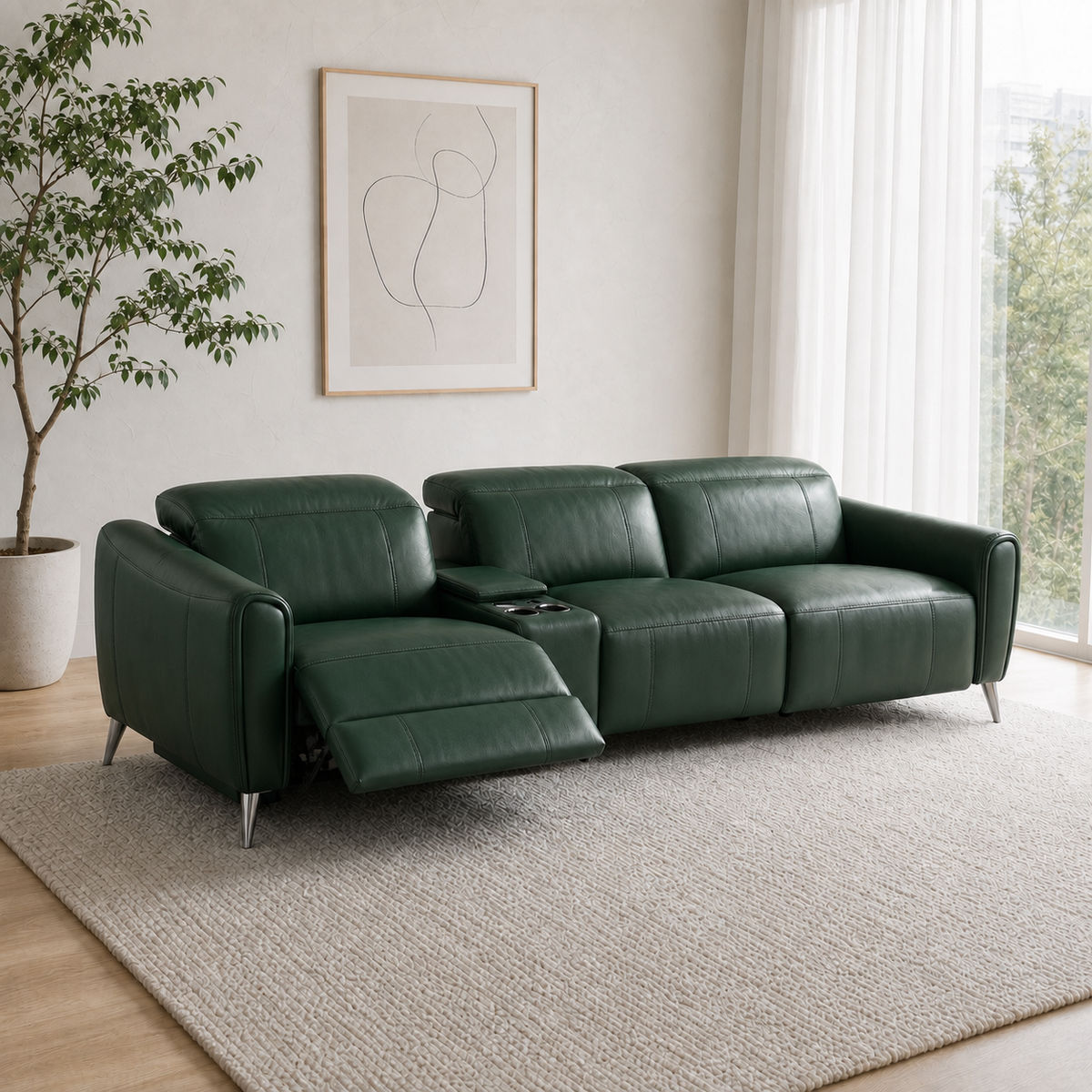 Mesa Recliner 3 seater green 01 main