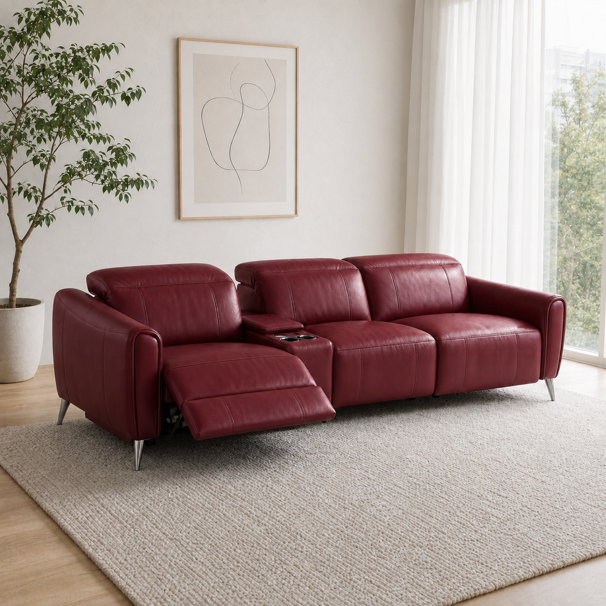 Mesa Recliner 3 seater red 01 main