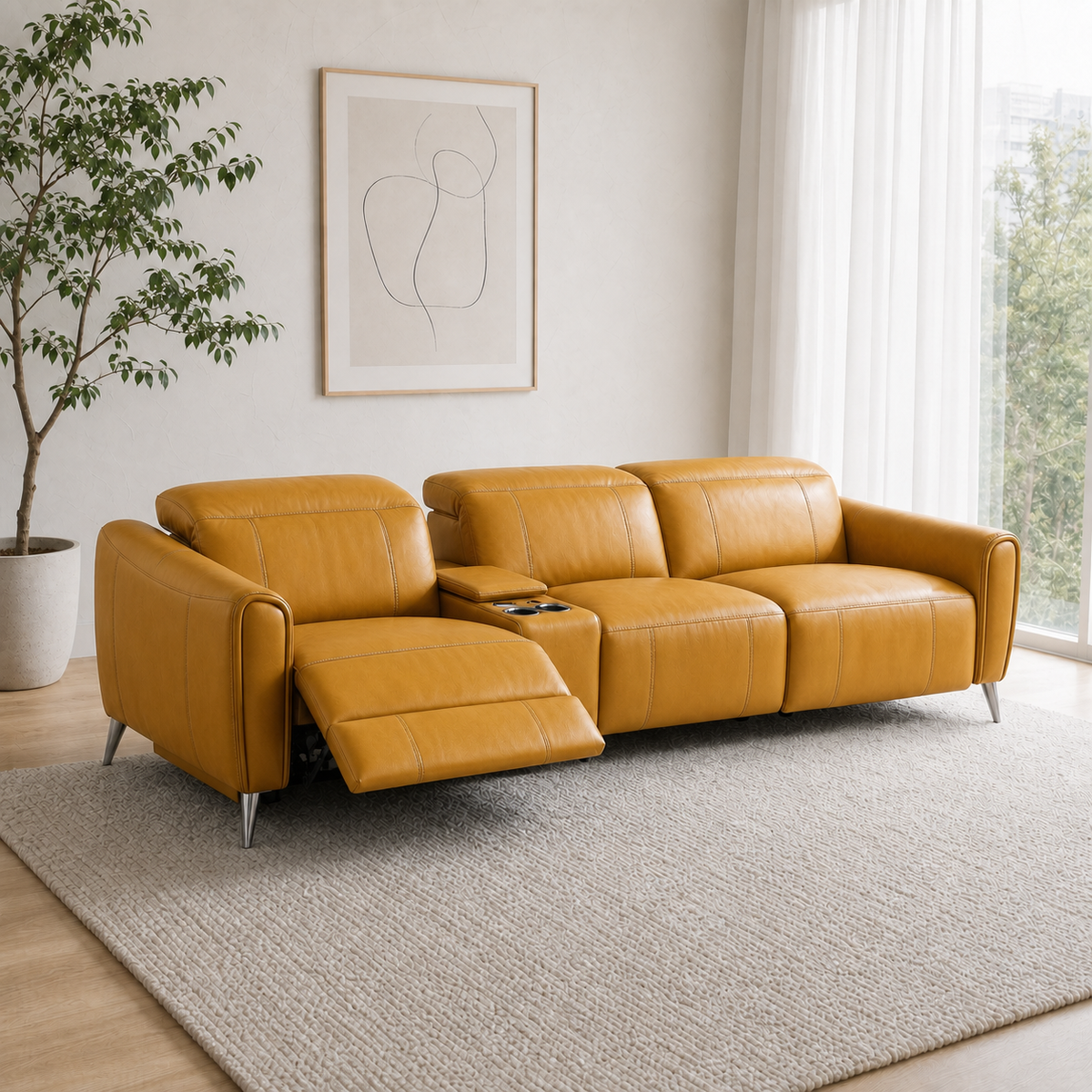 Mesa Recliner 3 seater yellow 01 main