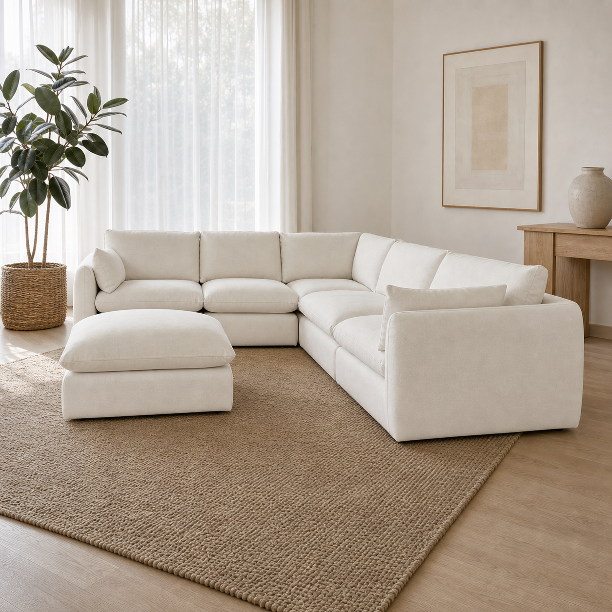 Metro - L shape sectional sofa, three-quarter view showing sectional depth and construction