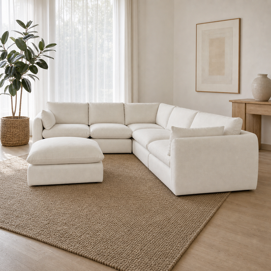 Metro - L shape sectional sofa, three-quarter view showing sectional depth and construction