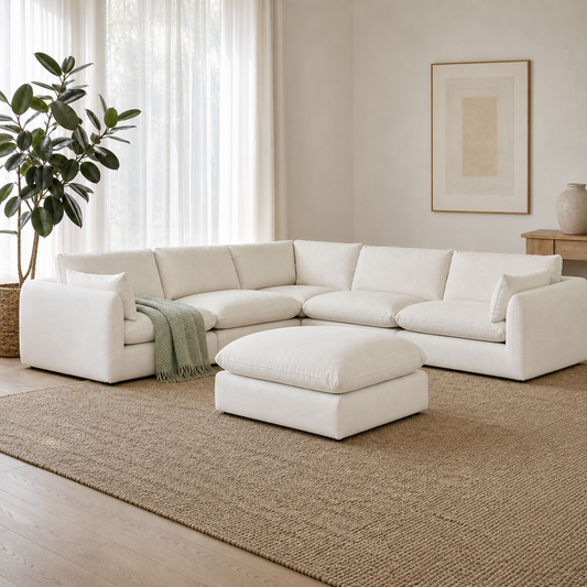 Metro - L shape sectional sofa sectional sofa styled with a sage-green throw