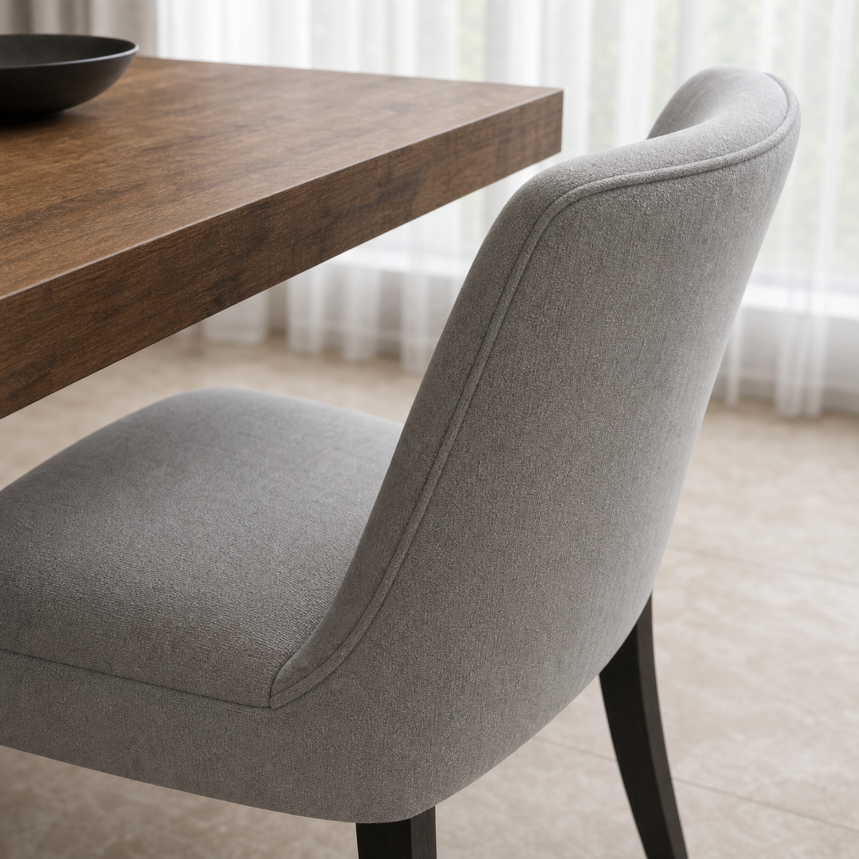 Miles - Wooden Top Dining Table, close chair, seating, or base construction detail