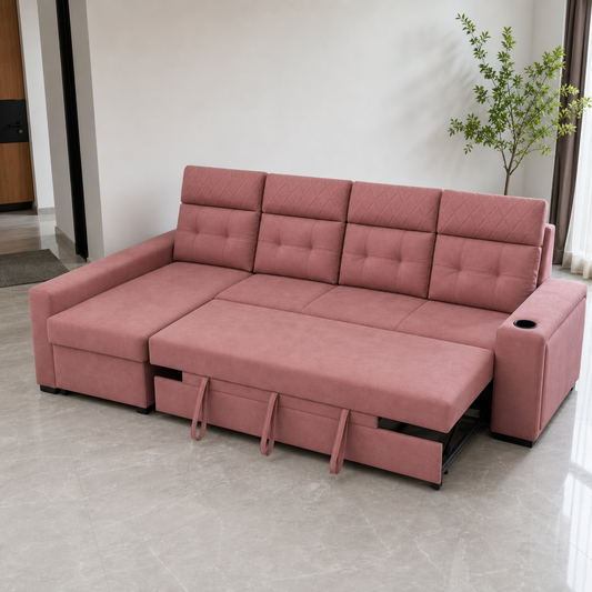Minoa - Sofa bed, alternate open sofa-bed view in the identical living room