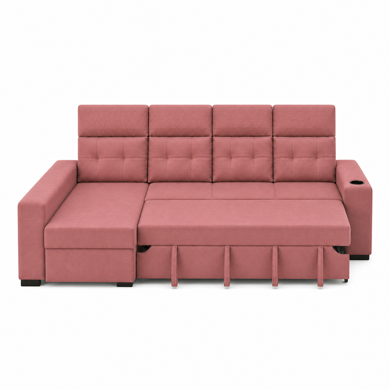 Minoa - Sofa bed, open sofa-bed front studio view on pure white