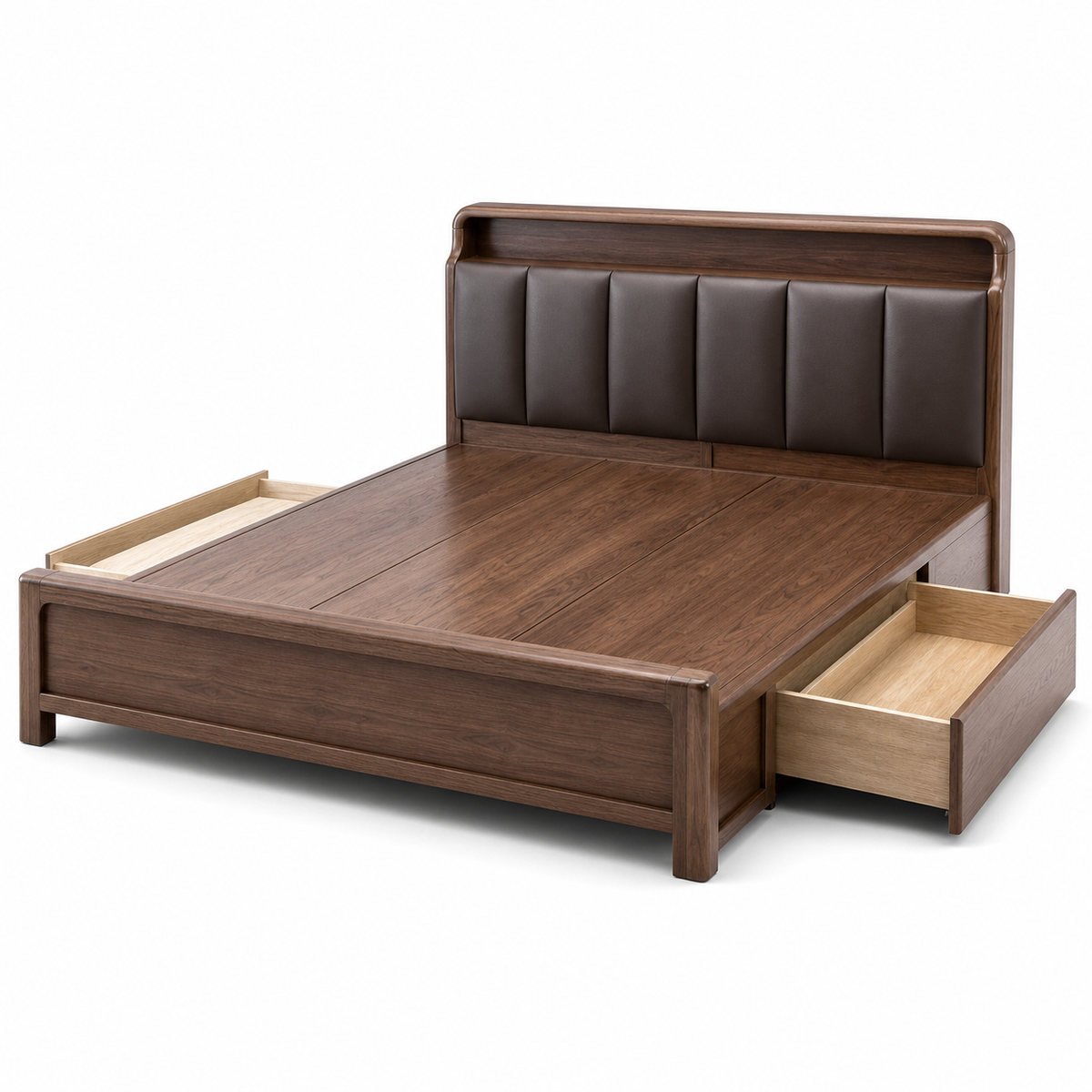 Mira - Bed, complete front three-quarter studio bed view