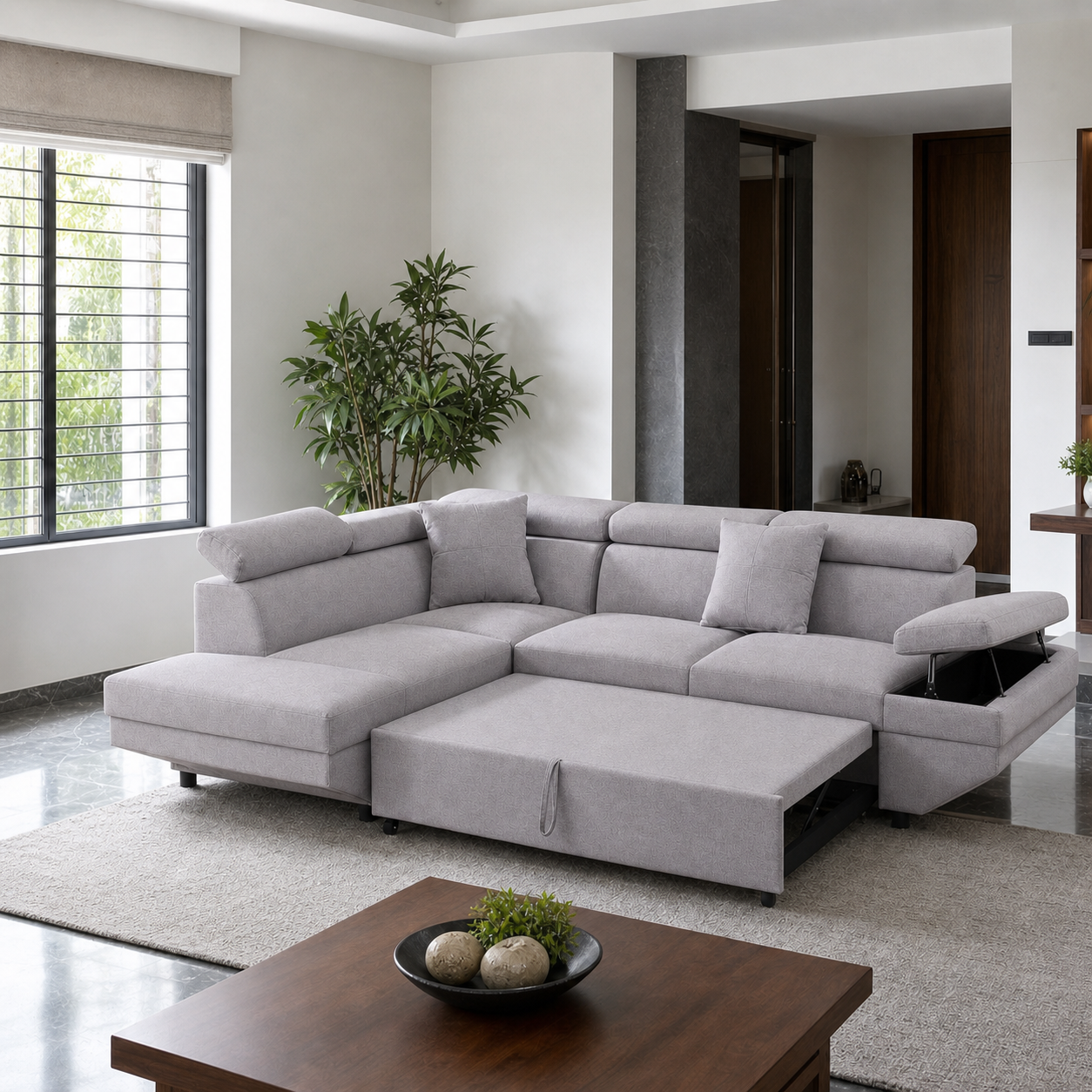 Miroz - Sofa bed, source-proven open-state construction detail