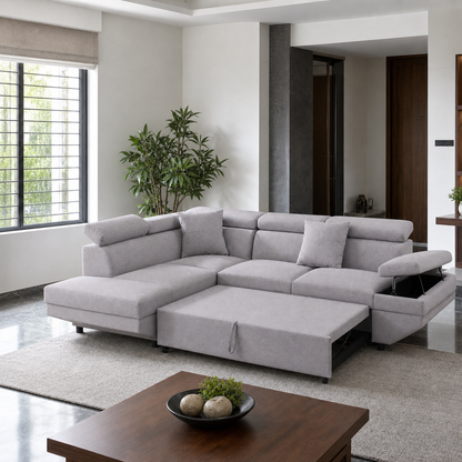 Miroz - Sofa bed, source-proven open-state construction detail