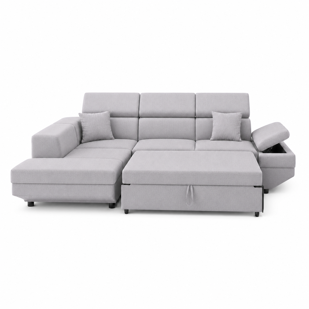 Miroz - Sofa bed, open sofa-bed side studio view on pure white