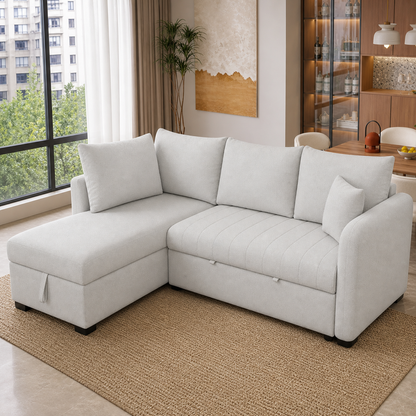 Rynor - Sofa bed, fully closed sofa view in the identical living room