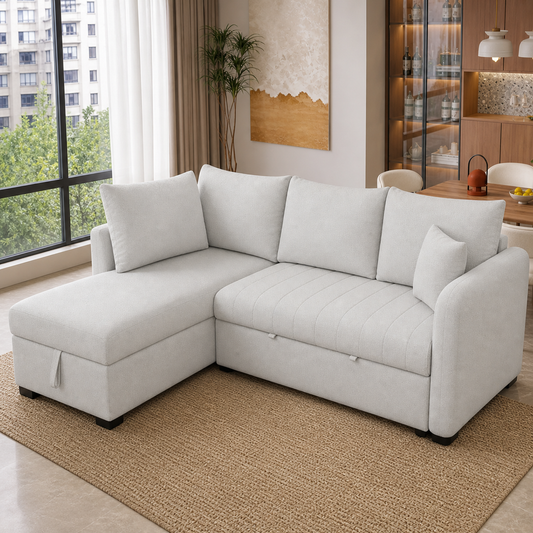 Rynor - Sofa bed, fully closed sofa view in the identical living room