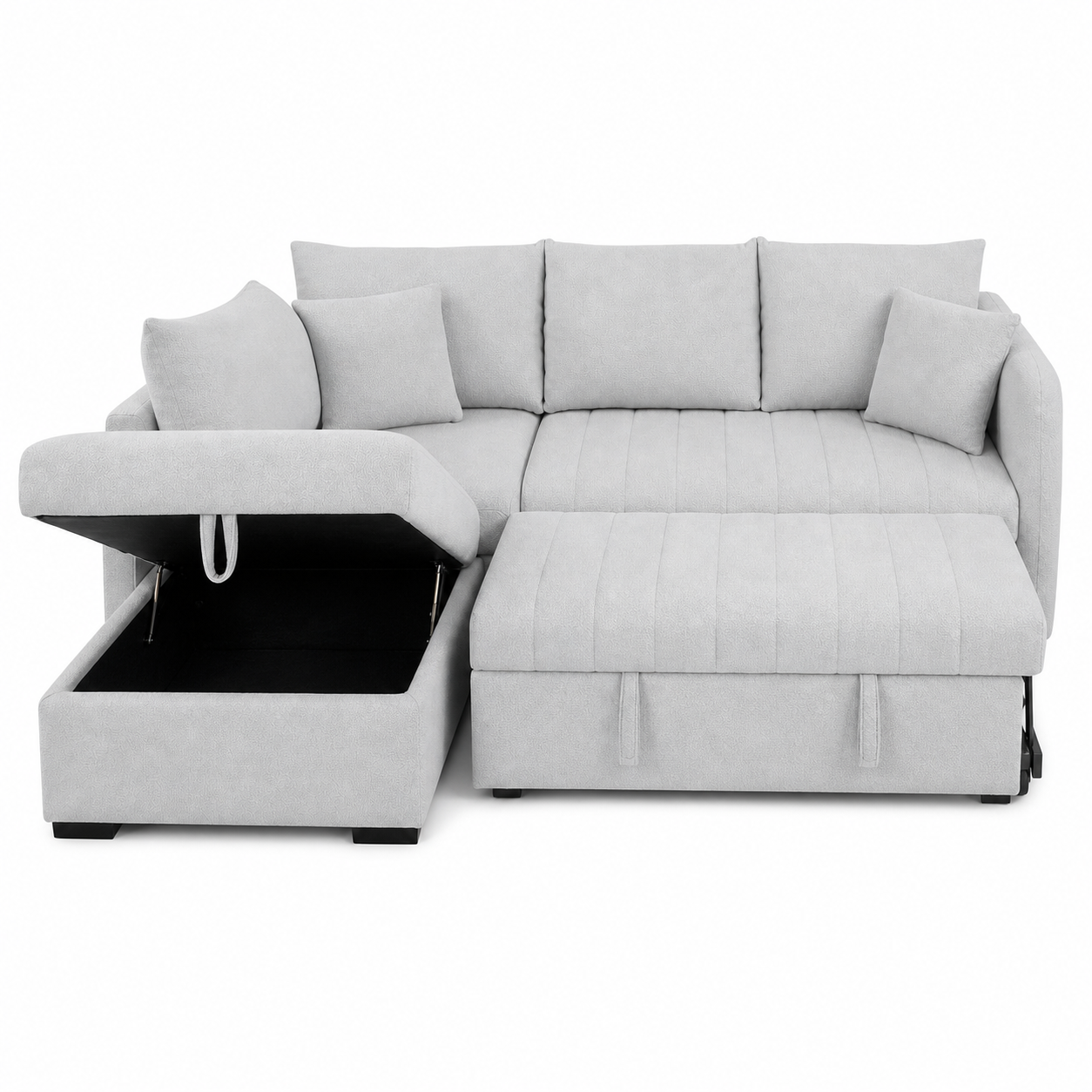 Rynor - Sofa bed, fully open studio view on a pure-white background