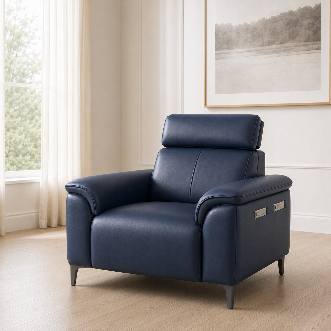 Mirth 3+2+1 Sofa Set, 1 seater, blue, room view