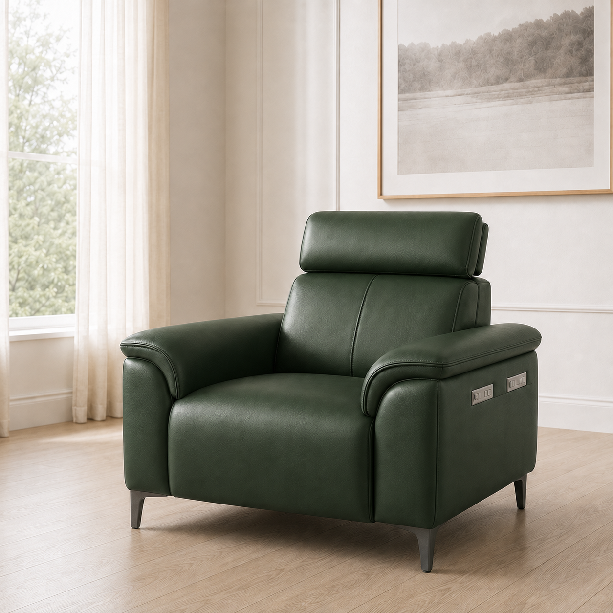Mirth 3+2+1 Sofa Set, 1 seater, green, room view