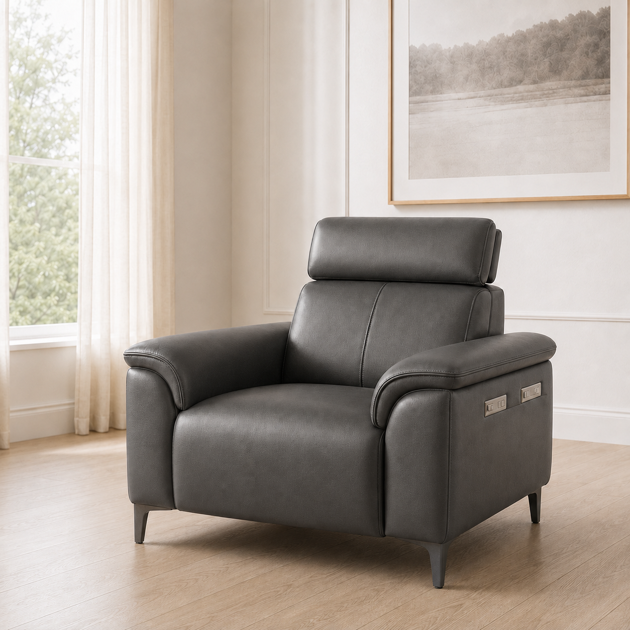 Mirth 3+2+1 Sofa Set, 1 seater, grey, room view