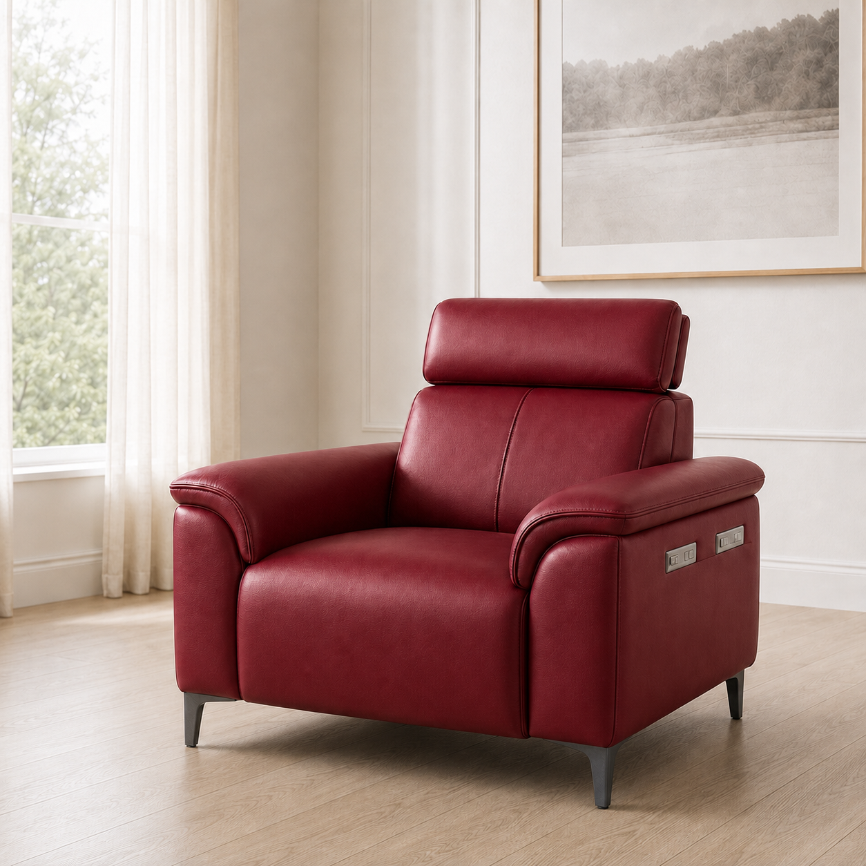 Mirth 3+2+1 Sofa Set, 1 seater, red, room view