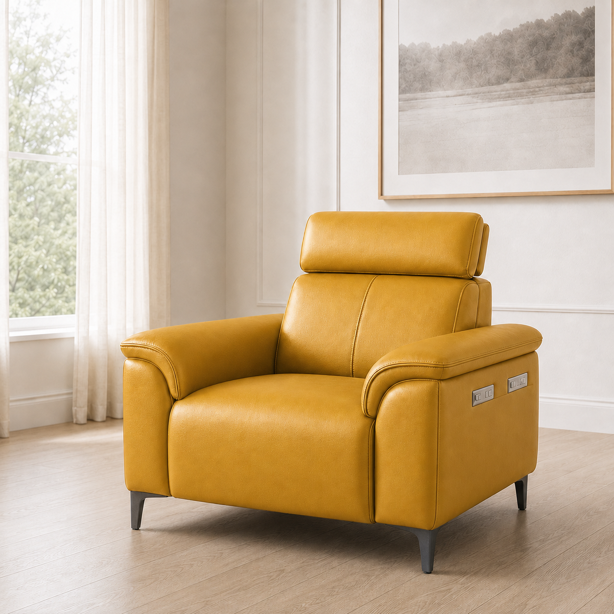 Mirth 3+2+1 Sofa Set, 1 seater, yellow, room view