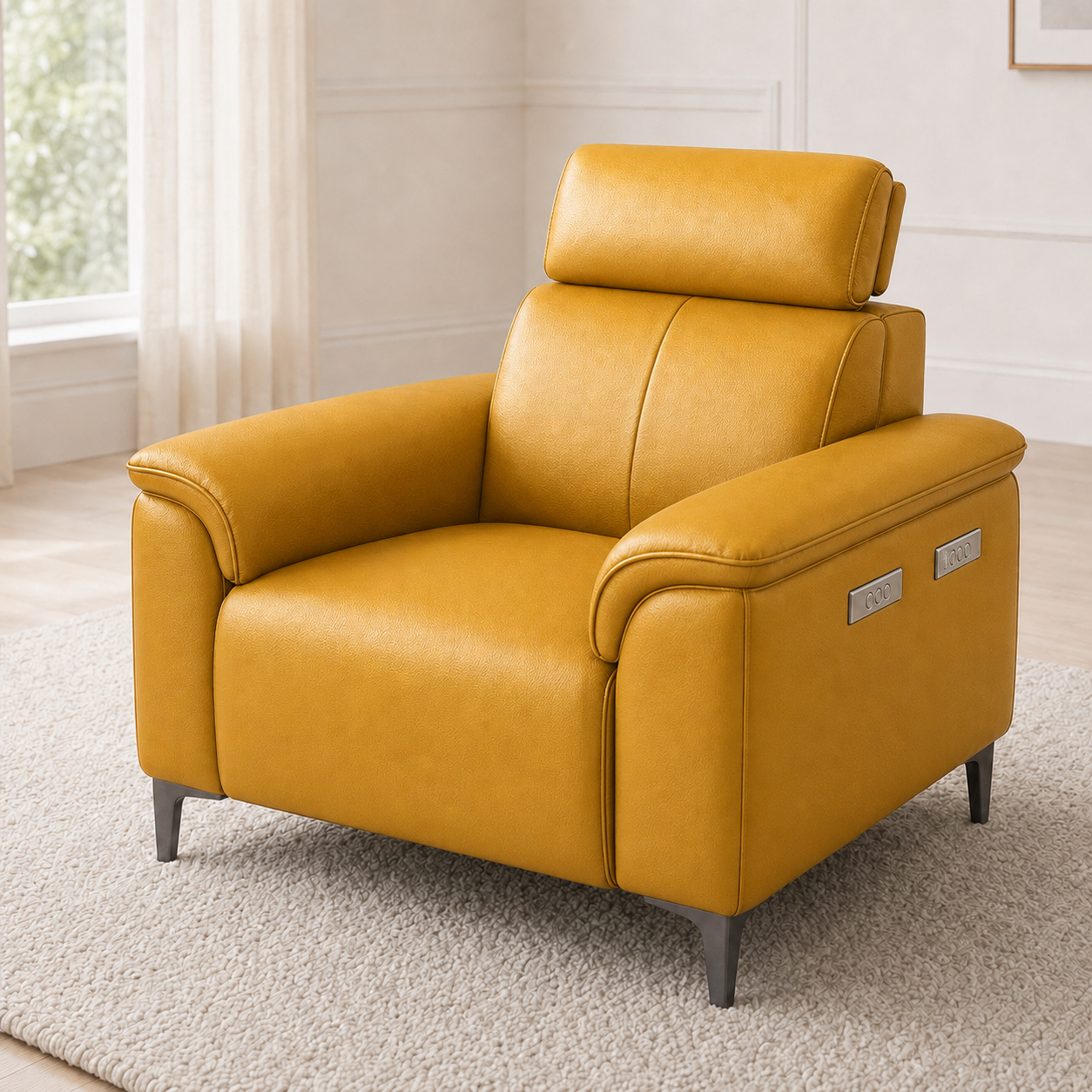 Mirth 3+2+1 Sofa Set, 1 seater, yellow, detail view