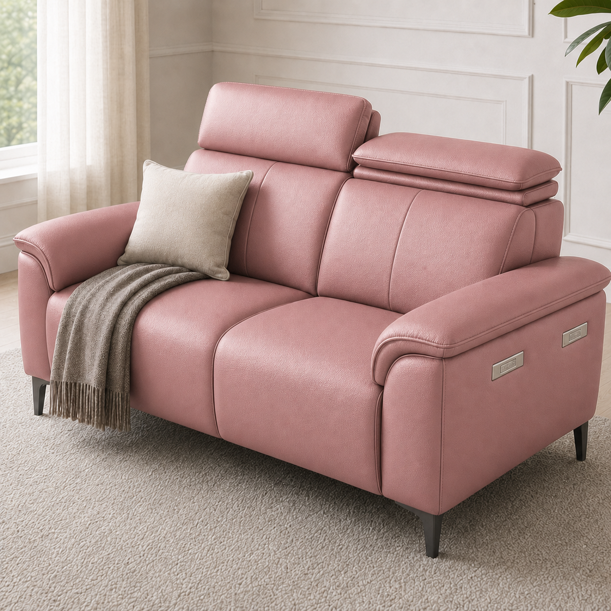Mirth 3+2+1 Sofa Set, 2 seater, pink, detail view