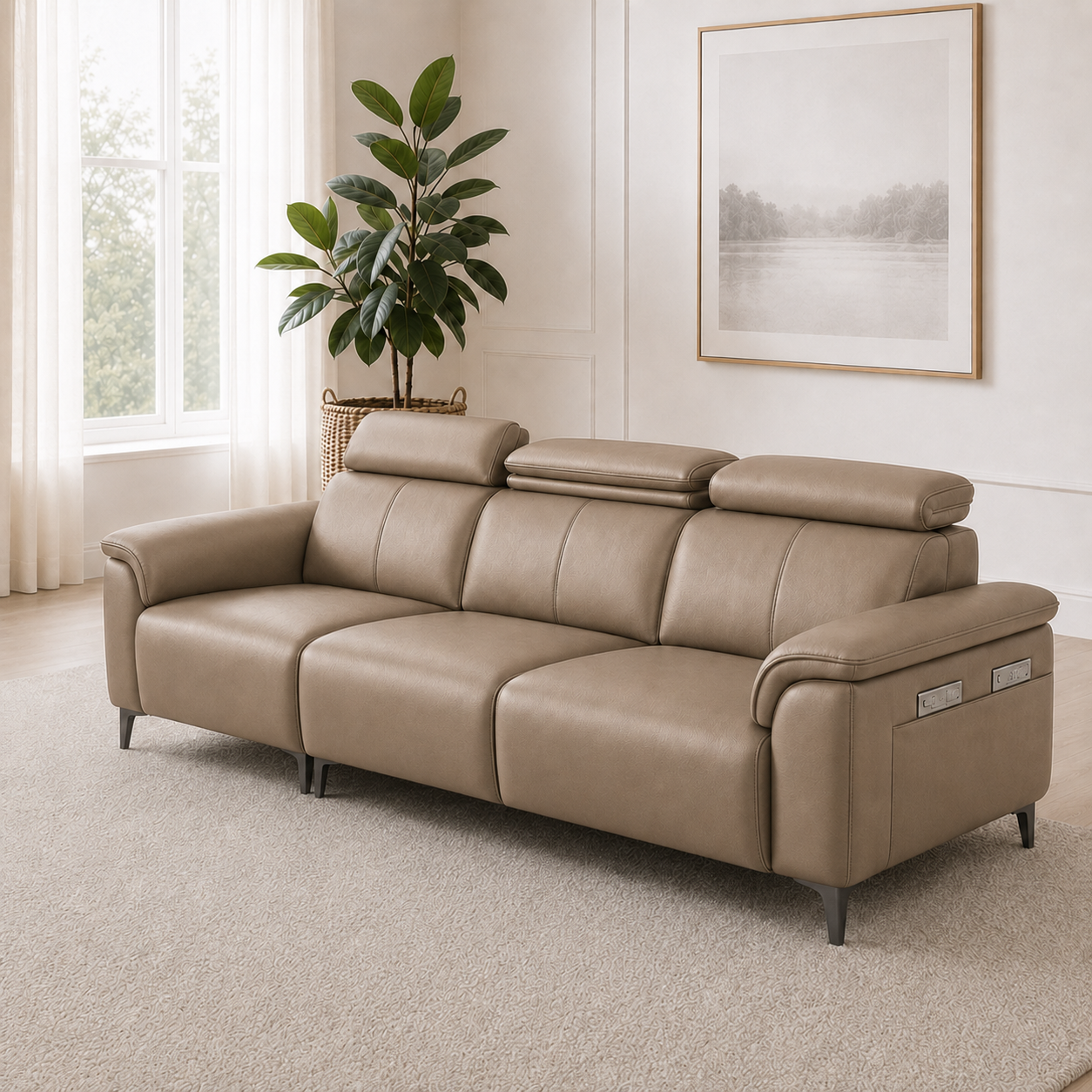 Mirth 3+2+1 Sofa Set, 3 seater, beige, room view