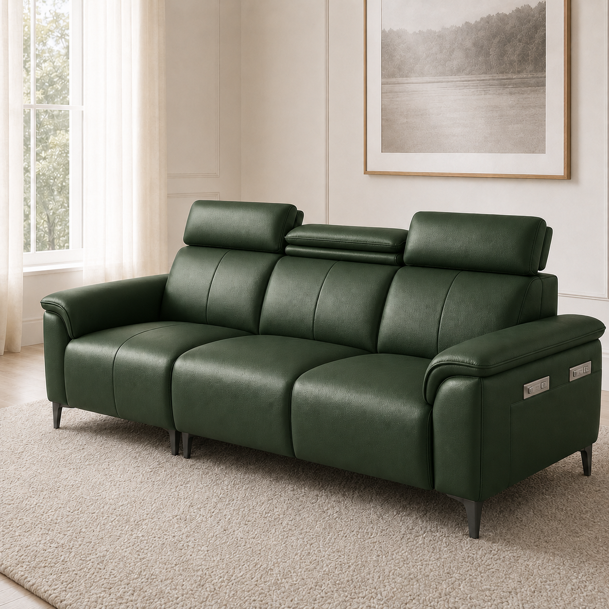 Mirth 3+2+1 Sofa Set, 3 seater, green, detail view