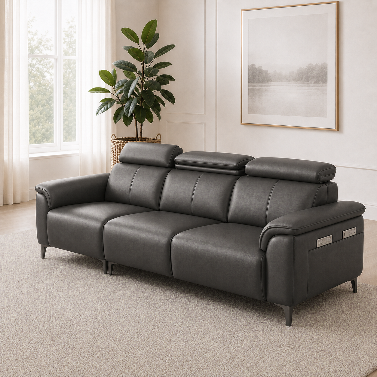 Mirth 3+2+1 Sofa Set, 3 seater, grey, room view