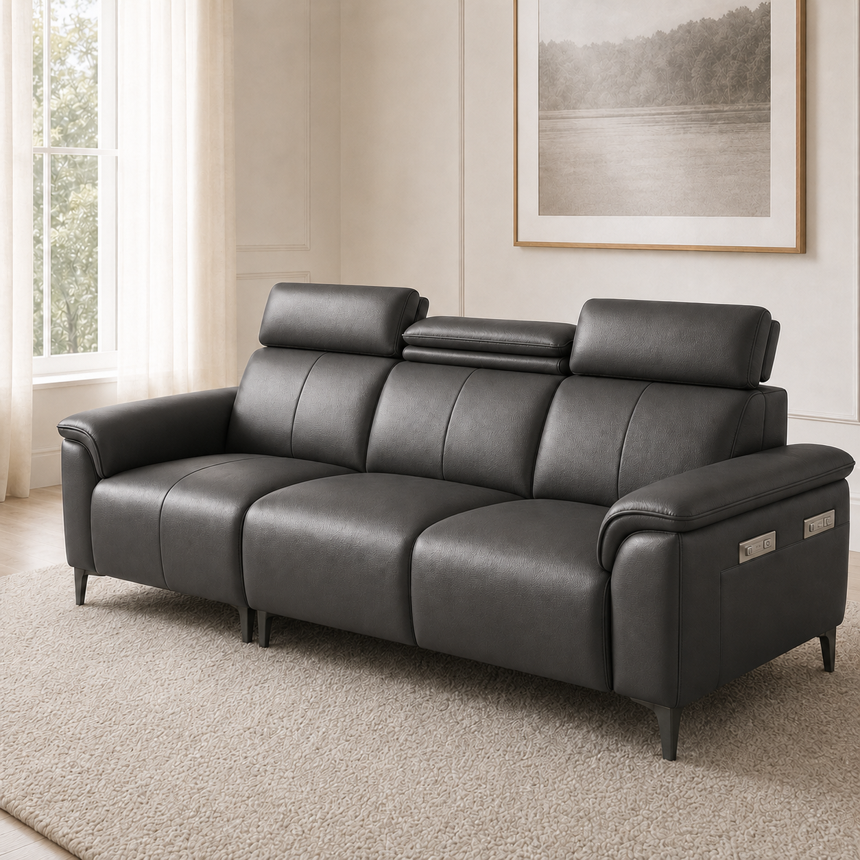 Mirth 3+2+1 Sofa Set, 3 seater, grey, detail view