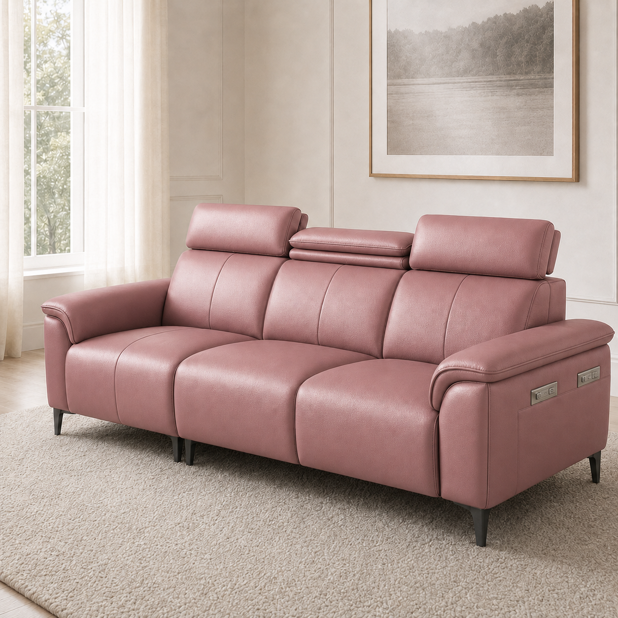Mirth 3+2+1 Sofa Set, 3 seater, pink, detail view
