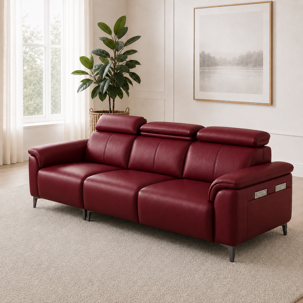 Mirth 3+2+1 Sofa Set, 3 seater, red, room view