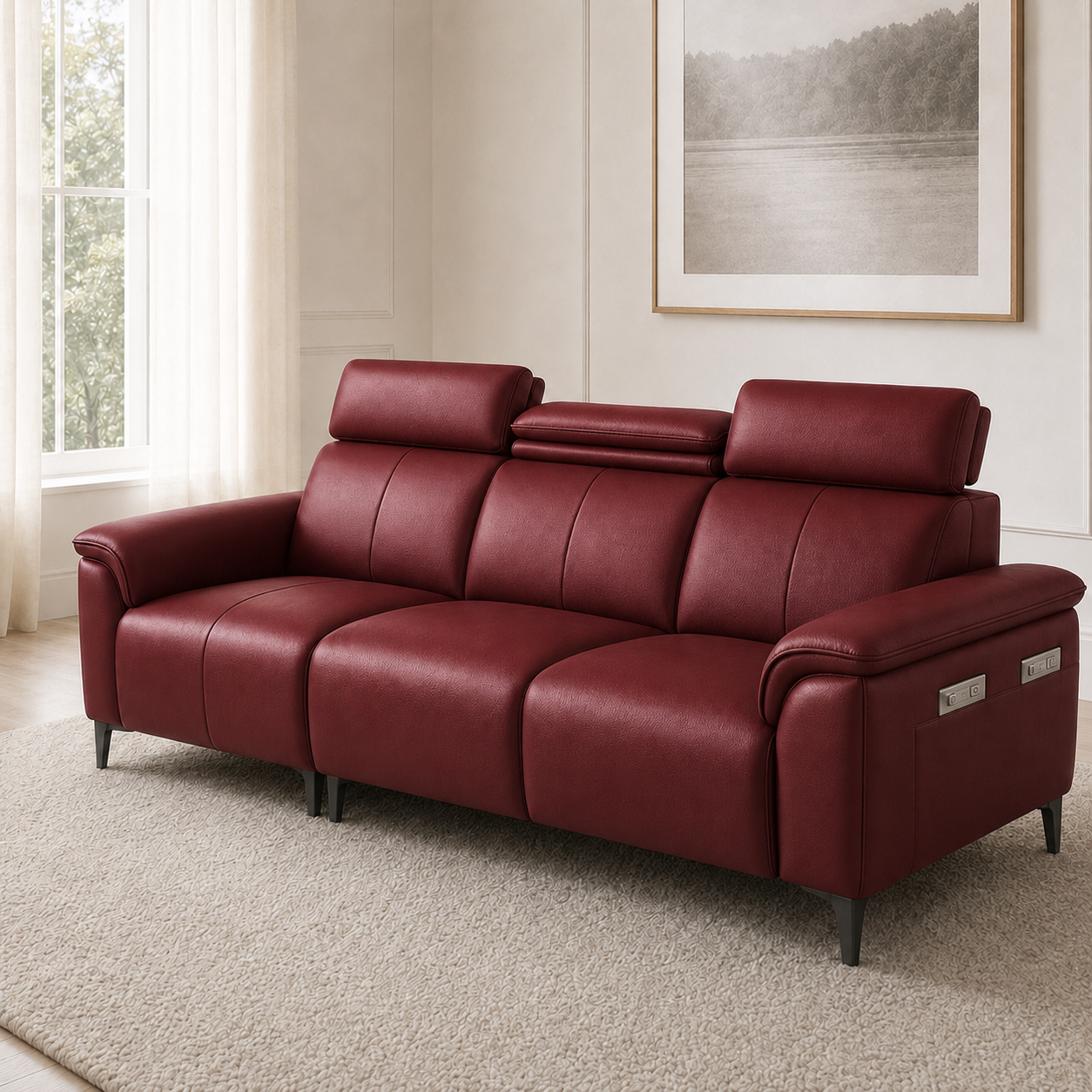 Mirth 3+2+1 Sofa Set, 3 seater, red, detail view