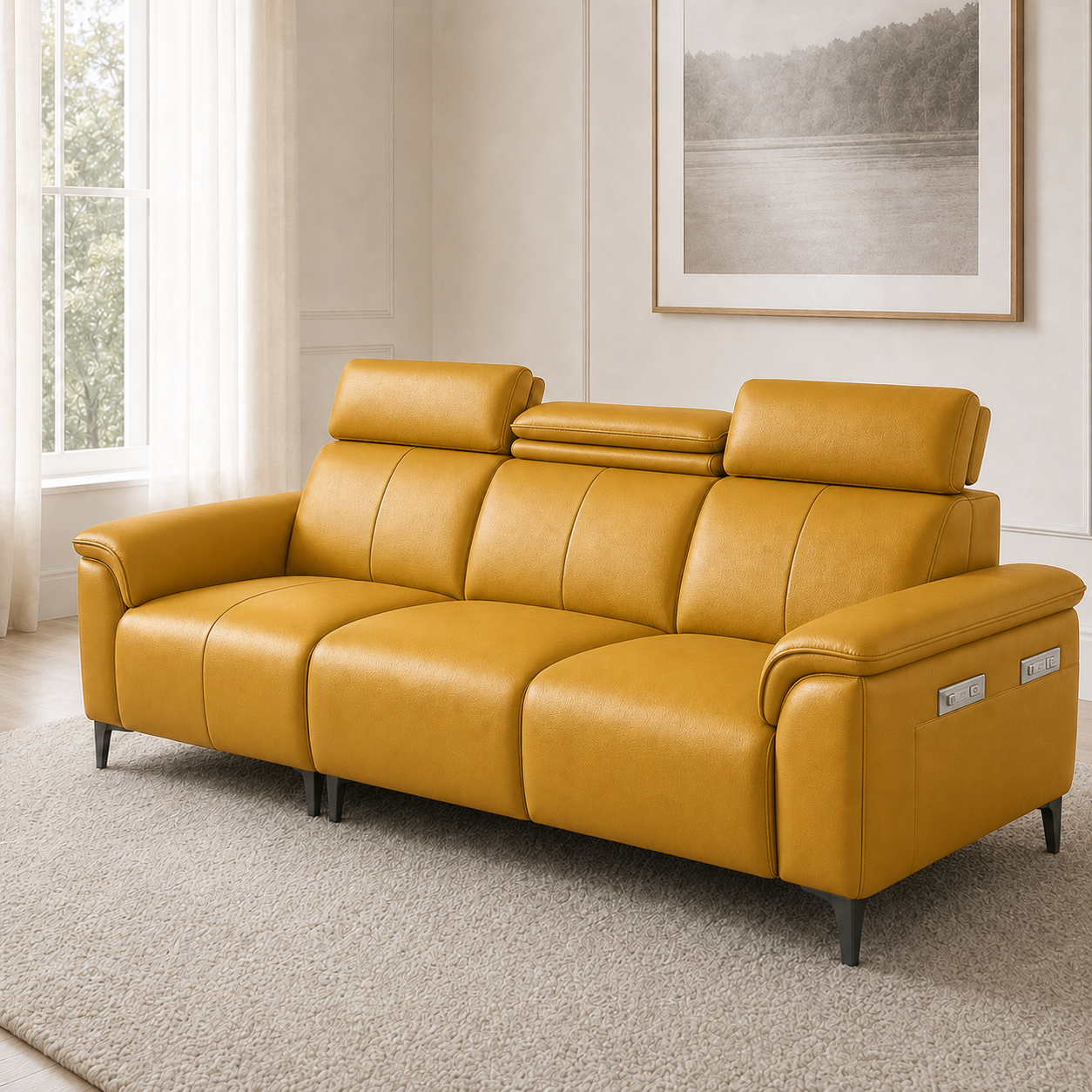 Mirth 3+2+1 Sofa Set, 3 seater, yellow, detail view
