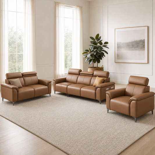 Mirth - 3+2+1 Sofa Set, complete 3+2+1 sofa set in an editorial living room