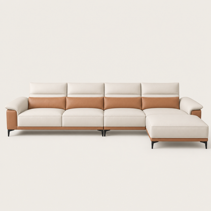 Muse - L shape sectional sofa, front studio view on neutral background